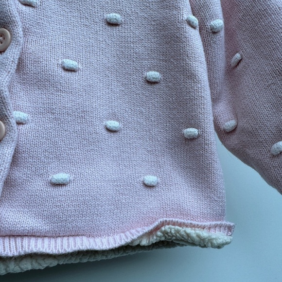 Baby Gap Pink Cream Knit Popcorn Bear Ear Hoodie Button Down Cardigan 18-24 M - Picture 7 of 13